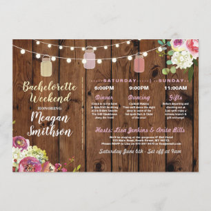 Bachelorette Bridal Shower Itinerary Jars Wood Program