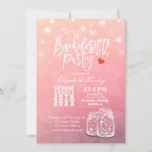 Bachelorette Bridal Shower Mason Jar String Lights Thank You Card