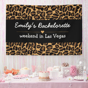 Bachelorette Bride Boujee Trendy Leopard Print Banner