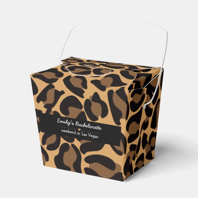 Bachelorette Bride Boujee Trendy Leopard Print  Favor Box (Front Side)