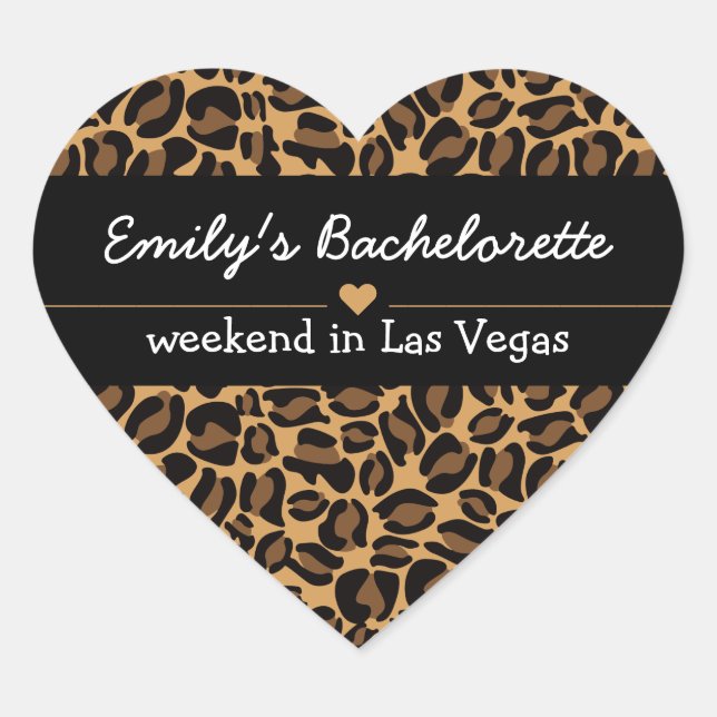 Bachelorette Bride Boujee Trendy Leopard Print  Heart Sticker (Front)