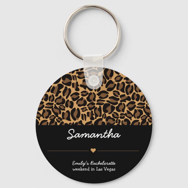 Bachelorette Bride Boujee Trendy Leopard Print  Keychain (Front)