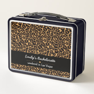 Bachelorette Bride Boujee Trendy Leopard Print Metal Lunch Box