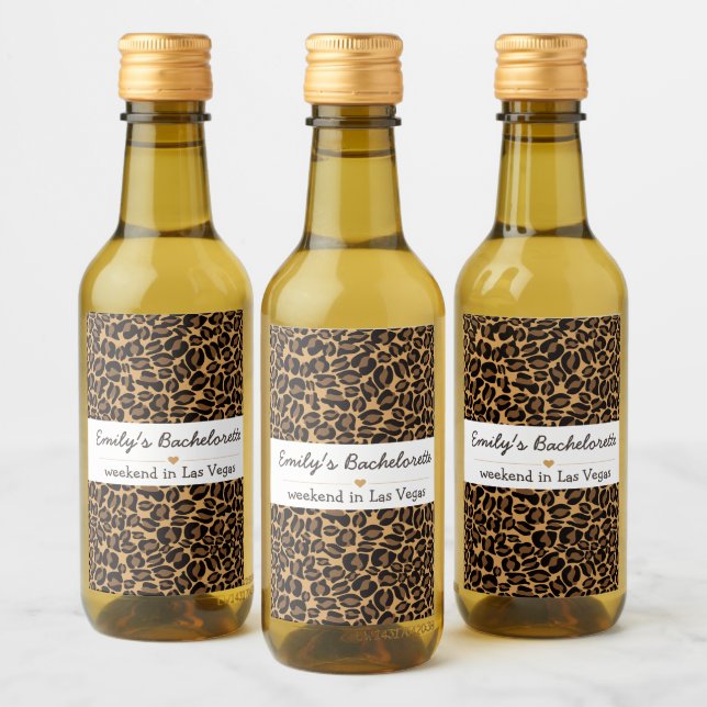 Bachelorette Bride Boujee Trendy Leopard Print  Wine Label (Bottles)