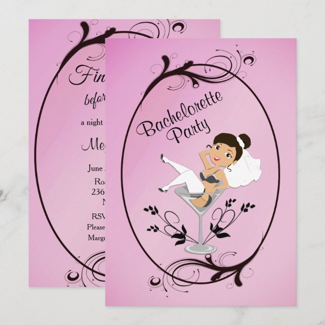 Bachelorette Bride to Be Party Invitation (Front/Back)