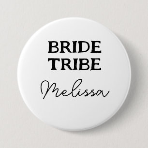Bachelorette Bride Tribe Black And White Name 3 Inch Round Button