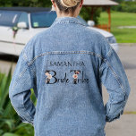 Bachelorette Bride Tribe Boho Floral Letters Denim Jacket<br><div class="desc">Denim jackets, personalized for your bride tribe to wear for your bachelorette party, cover up on your wedding day etc. Bride Tribe is lettered with neutral boho floral letters and handwritten script. Perfect for a fall wedding, floral wedding, boho garden wedding or any theme with a neutral earthy wedding colour...</div>