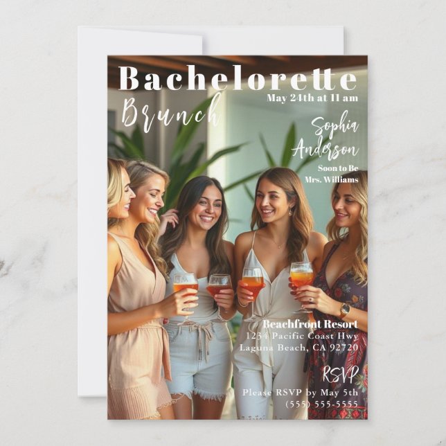 Bachelorette Brunch Magazine Cover Invitation (Front)
