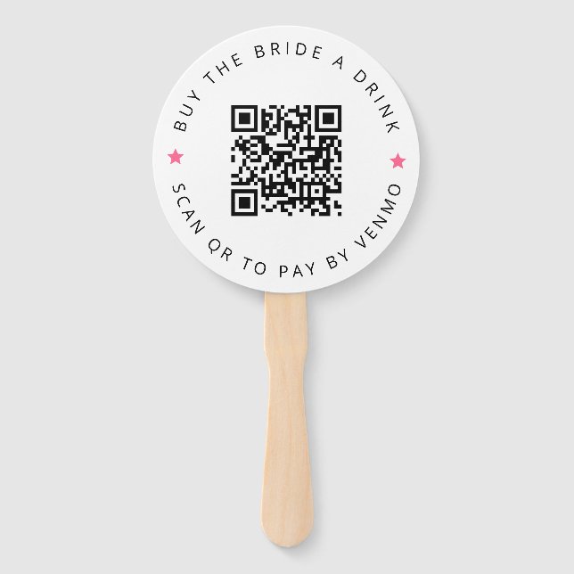 Bachelorette Buy The Bride A Drink Pink QR Code  Hand Fan (Front)