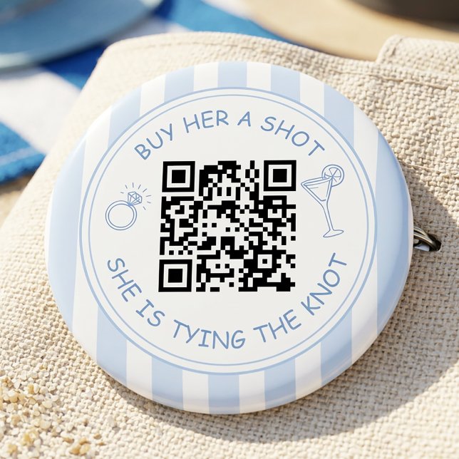Bachelorette Buy the Bride a Drink QR Code Party 2 Inch Round Button (Creator Uploaded)