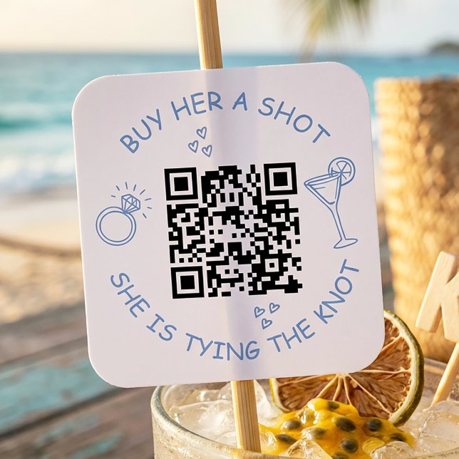 Bachelorette Buy the Bride a Drink QR Code Party Square Sticker (Creator Uploaded)
