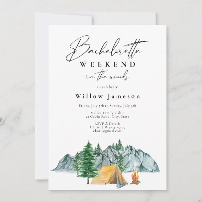Bachelorette Camping Weekend in the Woods Invitation (Front)