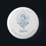 Bachelorette coastal cowgirl beach bach 2 inch round button<br><div class="desc">Bachelorette weekend party button,  personalized with your name,  featuring a woman in a coastal cowgirl theme. Great for your bachelorette at the beach.</div>