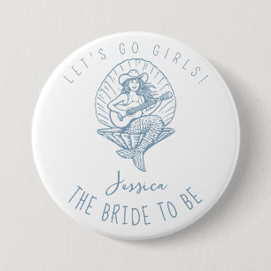 Bachelorette coastal cowgirl bride to be 3 inch round button