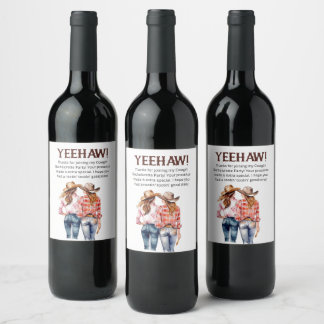 Bachelorette Cowgirl Wine Label