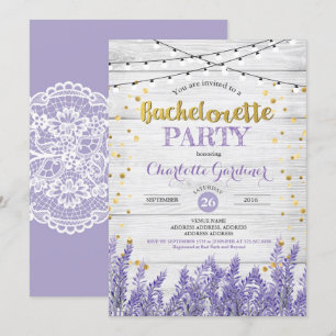 Bachelorette de lavande invitation Bois rustique