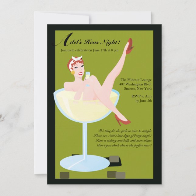 Bachelorette de nuit des poules Invitation (Devant)