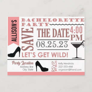 Bachelorette design de soirée Invitation Carte pos
