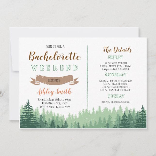 Bachelorette en bois cabine avec invitation Itinér (Devant)