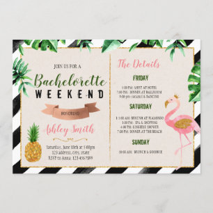 Bachelorette Flamant rose avec invitation Itinérai