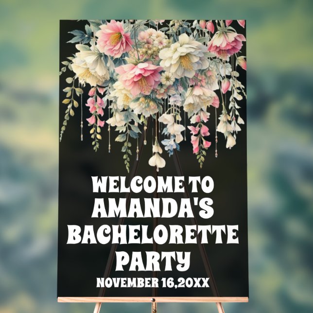 Bachelorette florale en acrylique noire Affiche de (Neutre)