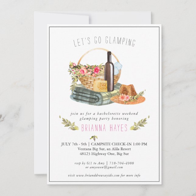 Bachelorette Glamping Camping Week-End Invitation (Devant)
