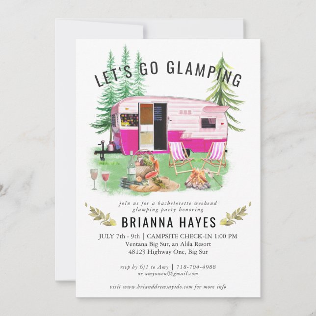 Bachelorette Glamping Camping Week-End Invitation (Devant)