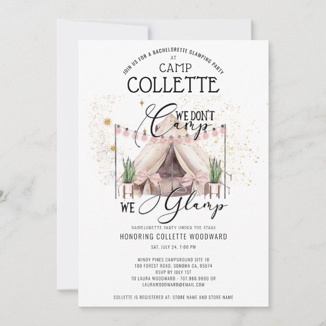 Bachelorette Glamping Party Weekend Invitation (Front)