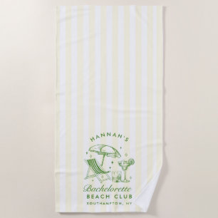 Bachelorette Green & Yellow Custom Modern Beach Towel