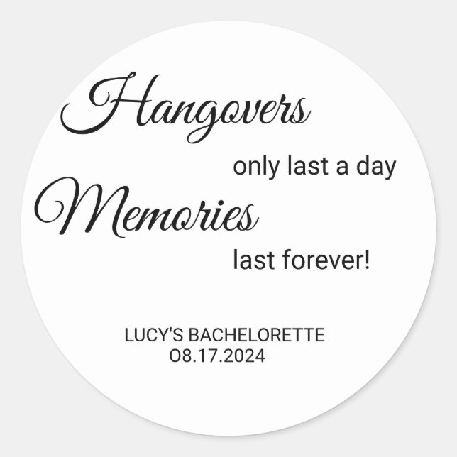 Bachelorette Hangover Helper/ Recovery Kit Sticker (Front)