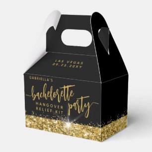 Bachelorette Hangover Kit Chic Black Gold  Favor Box