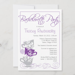 Bachelorette Invitation - Tea     Purple and Grey