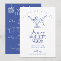 Bachelorette Invitation woman in cocktail glass