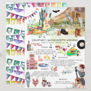 Bachelorette Itinerary   Austin, Texas Fiesta Invitation