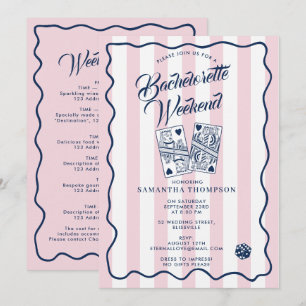 Bachelorette Itinerary Bach Weekend Casino Pink Invitation