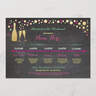 Bachelorette Itinerary Bridal Shower Chalk Invite