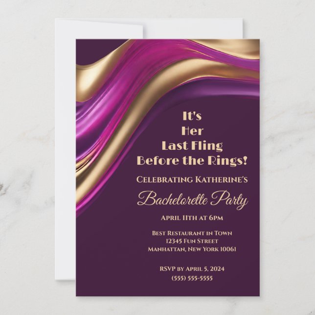 Bachelorette-Its Her Last Fling Before the Rings- Invitation (Front)