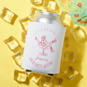 Bachelorette last rodeo scribble hand drawn retro can cooler