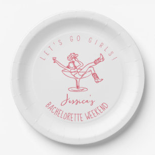 Bachelorette last rodeo scribble hand drawn retro paper plate