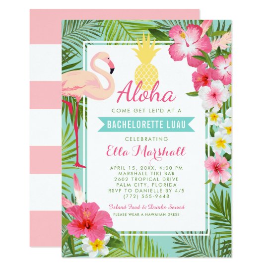 Bachelorette Luau Invitations | Tropical Flowers