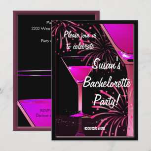 Bachelorette Martini Cocktail Pink Party Invitation
