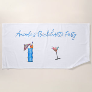 Bachelorette Martini Spiked Punch Whiskey Glass Beach Towel