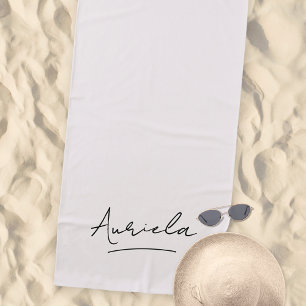 Bachelorette Minimalist Modern Signature Script Beach Towel