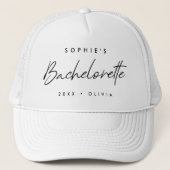 Bachelorette | Minimalist Script Modern Bridesmaid Trucker Hat (Front)