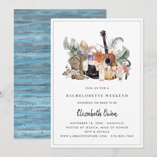 Bachelorette Nash Bash | Western Cowgirl Invitation (Front/Back)