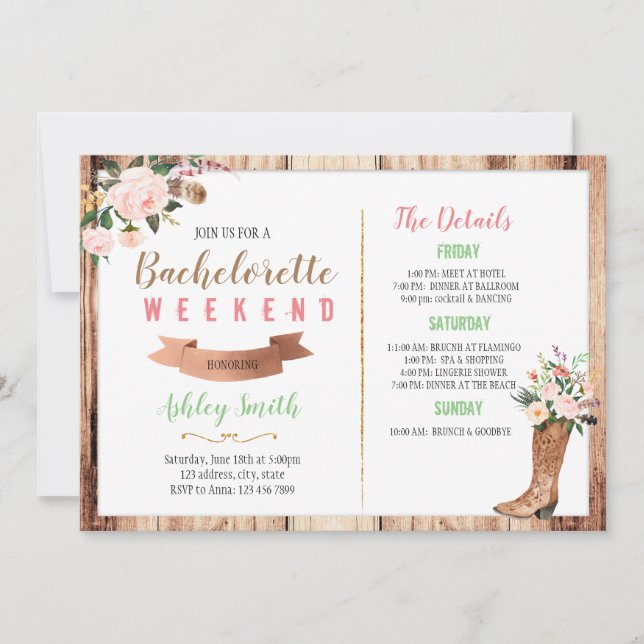 Bachelorette Occidentale avec invitation Itinérair (Devant)