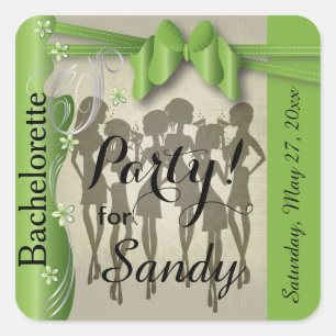Bachelorette or Birthday Diva Girls - Peridot Square Sticker