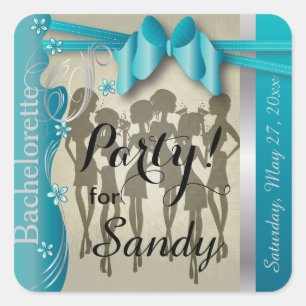 Bachelorette or Birthday Party Diva Girls - Blue Square Sticker