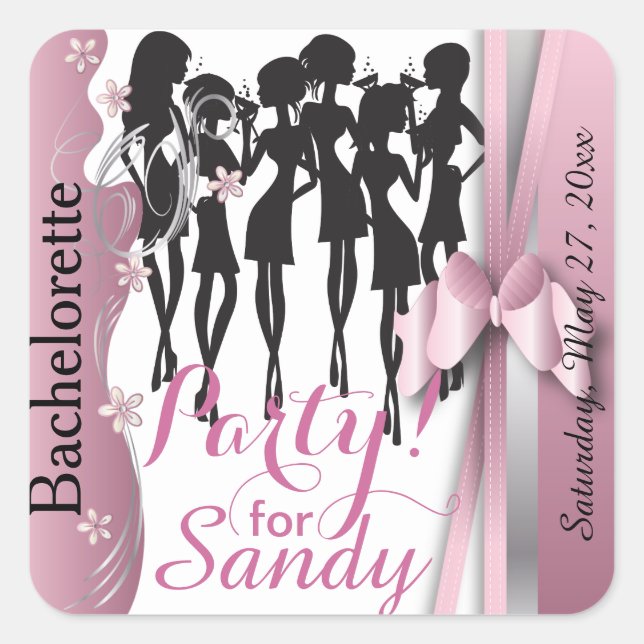 Bachelorette or Birthday Party Diva Girls Square Sticker (Front)