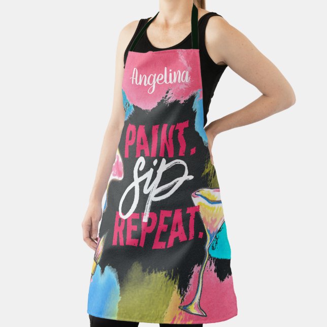 Bachelorette Paint and Sip Monogram Chalkboard Apron (Insitu)